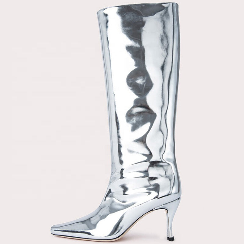 Patent Knee-High Western Boots Newgew