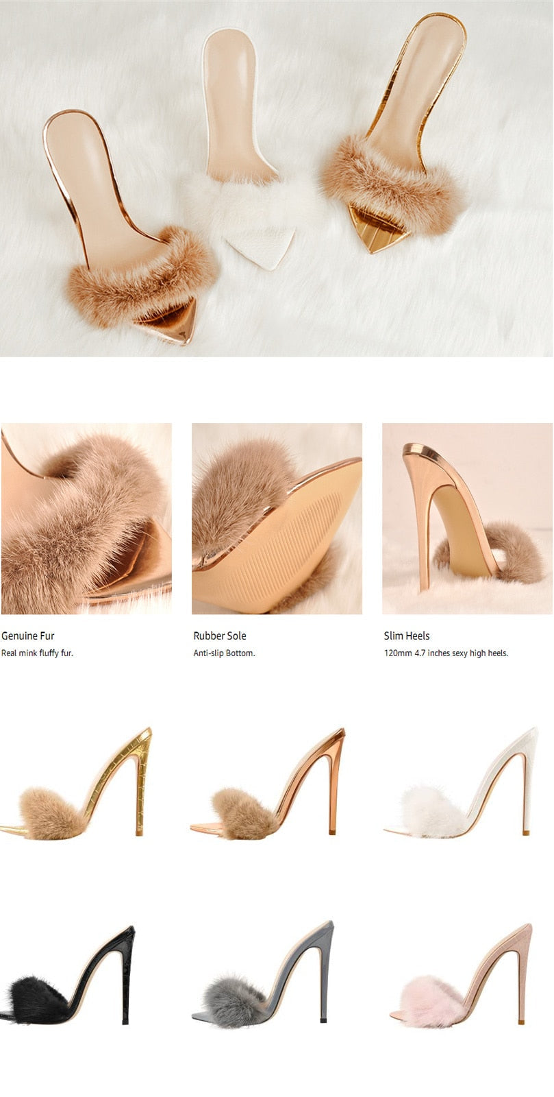 Fur Thin High Sandals Newgew