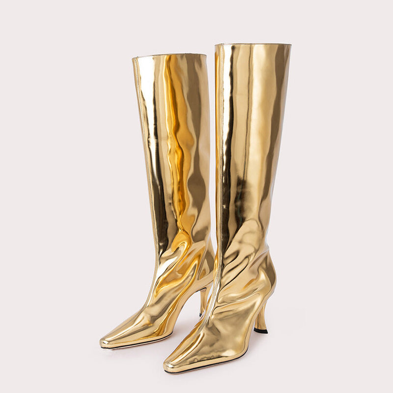 Patent Knee-High Western Boots Newgew