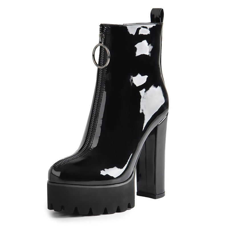 Patent Leather Ankle Boots Newgew