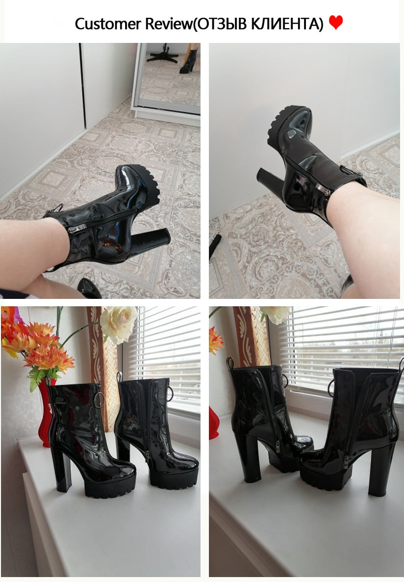 Patent Leather Ankle Boots Newgew