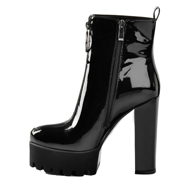 Patent Leather Ankle Boots Newgew