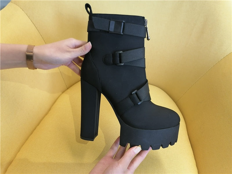 Chunky Thick Heels Ankle Boots Newgew