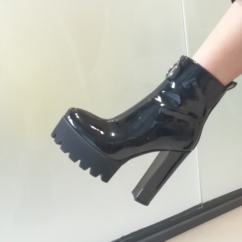 Patent Leather Ankle Boots Newgew