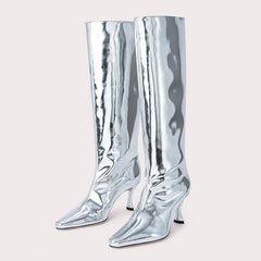 Patent Knee-High Western Boots Newgew