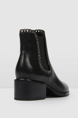 Leather Elastic Studded Ankle Boots Newgew