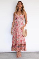 V Neck Floral Boho Dress Newgew