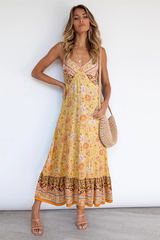 V Neck Floral Boho Dress Newgew