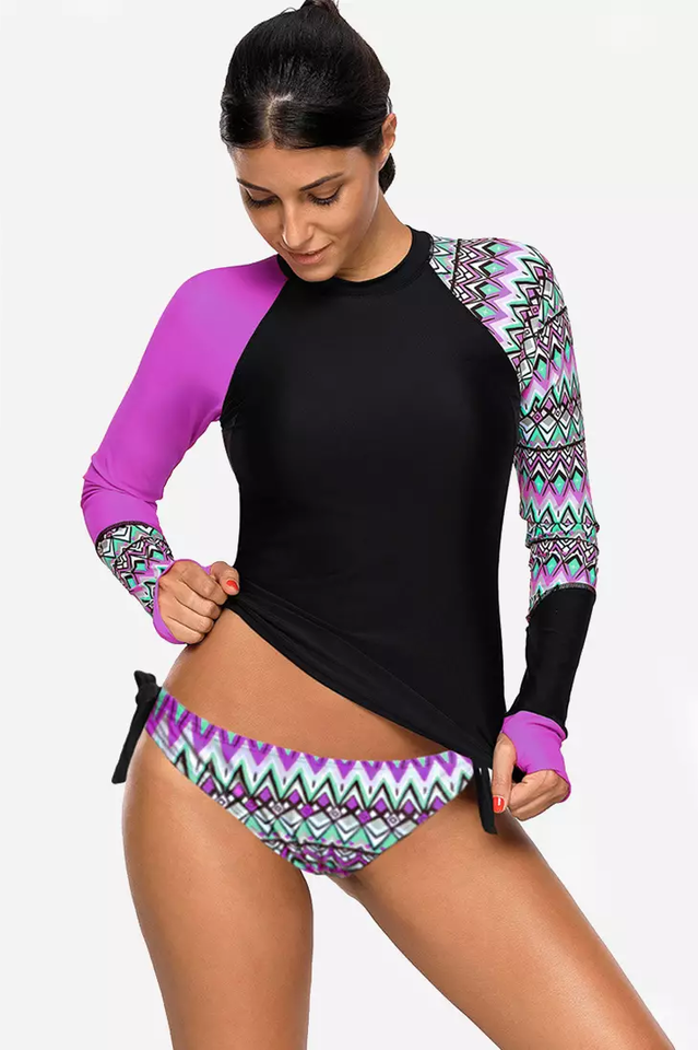 Vansa Printed Long Sleeve Swimsuit Set Newgew