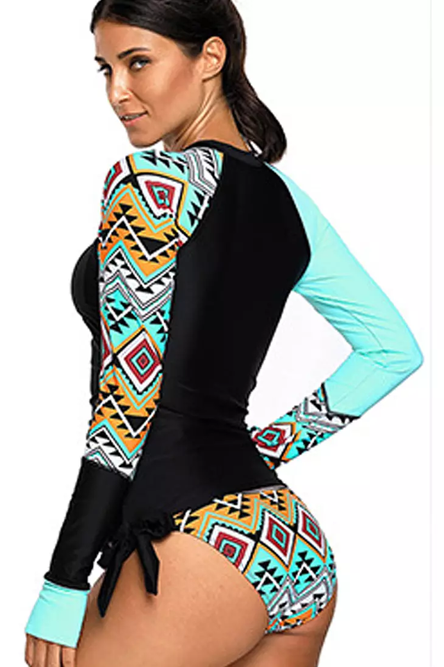 Vansa Printed Long Sleeve Swimsuit Set Newgew