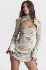 Vintage Floral Draped Corset Dress Newgew