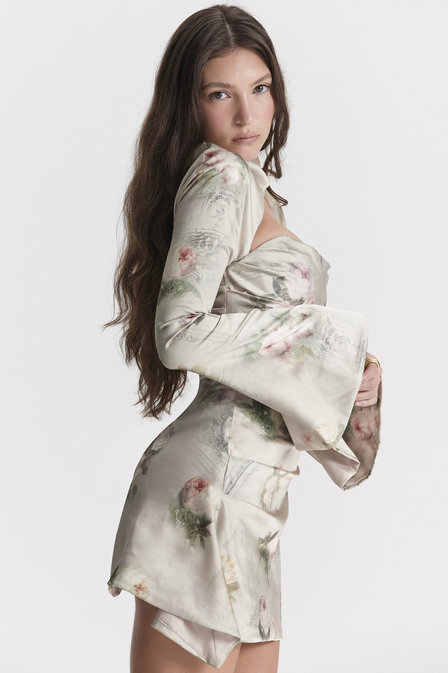 Vintage Floral Draped Corset Dress Newgew