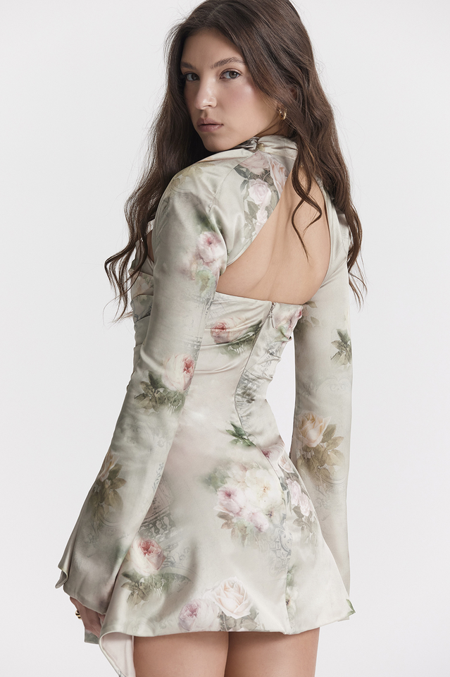 Vintage Floral Draped Corset Dress Newgew