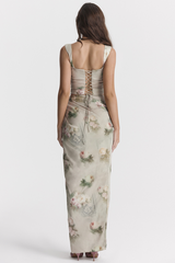 Una Vintage Floral Corset + Maxi Skirt Set Newgew