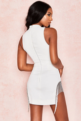 White Crystal Trim Dress Newgew