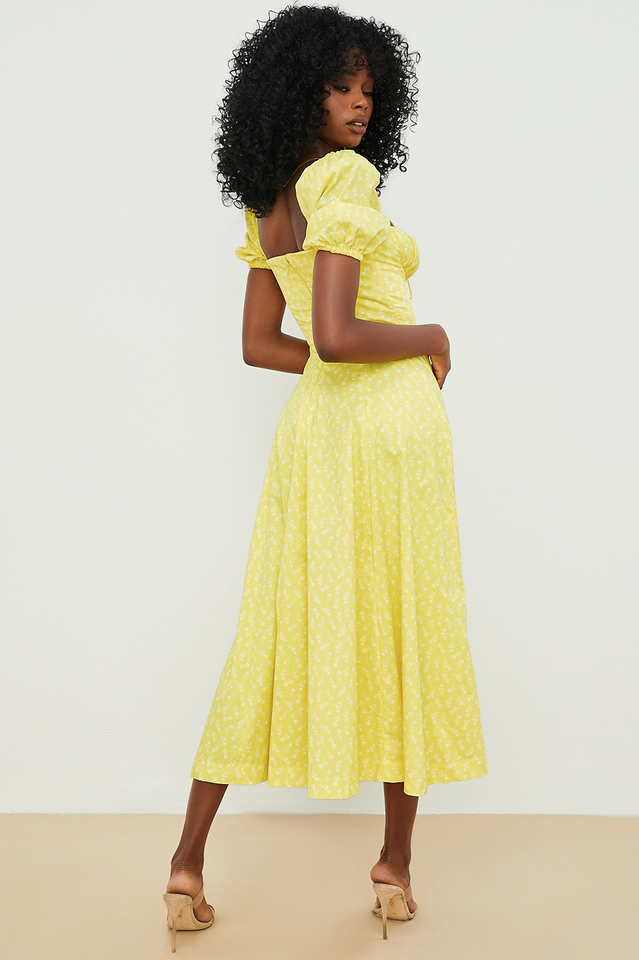 Tallulah Yellow Printed Midi Dress Newgew