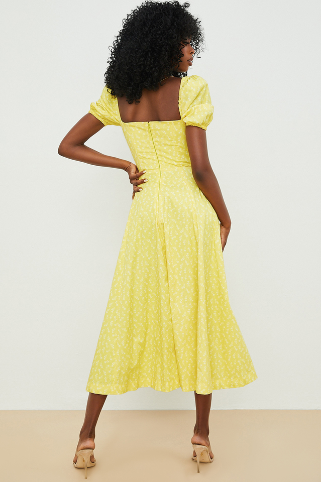 Tallulah Yellow Printed Midi Dress Newgew