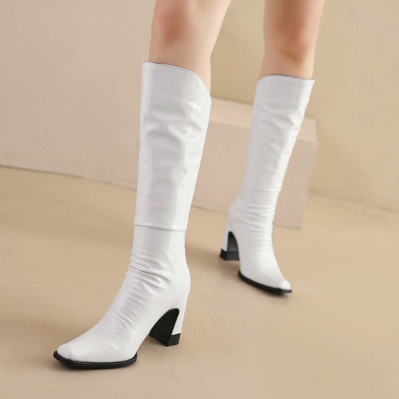 Ladies Patent PU Leather Boots Newgew