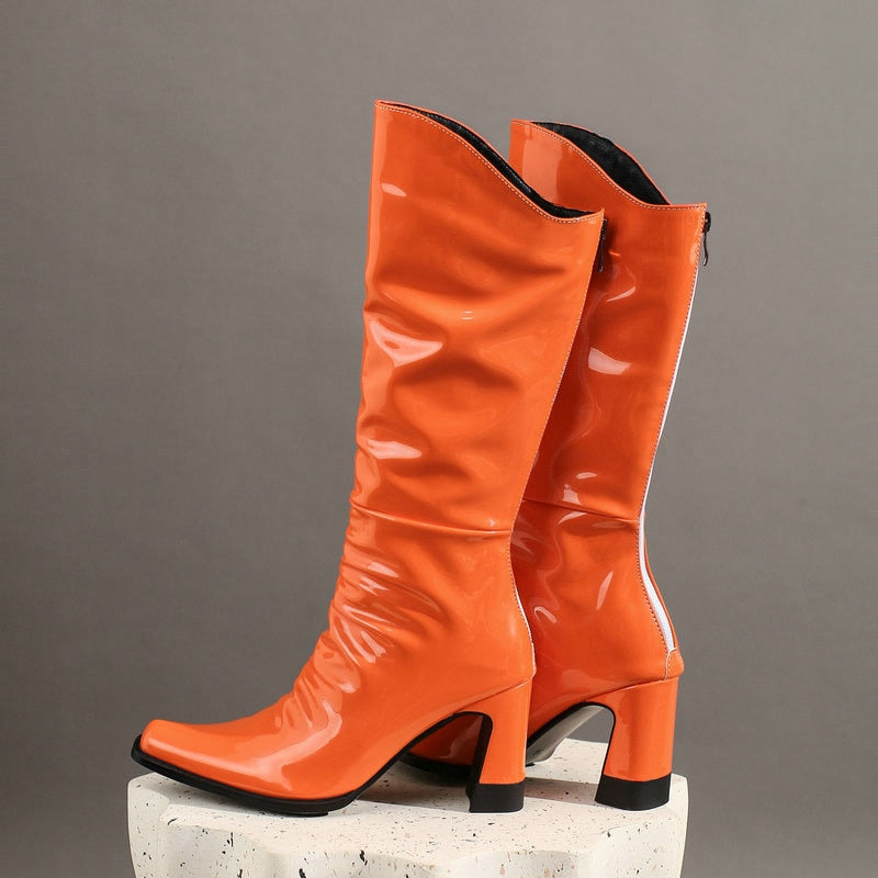 Ladies Patent PU Leather Boots Newgew