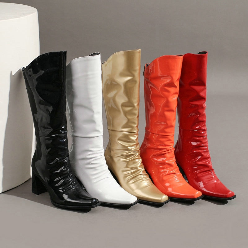 Ladies Patent PU Leather Boots Newgew