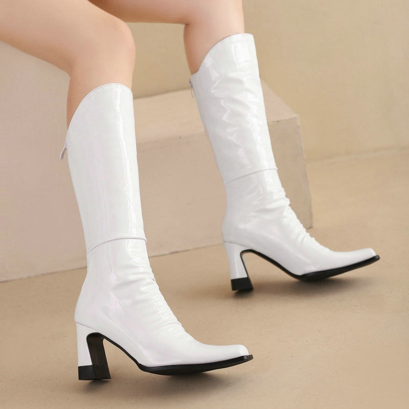 Ladies Patent PU Leather Boots Newgew