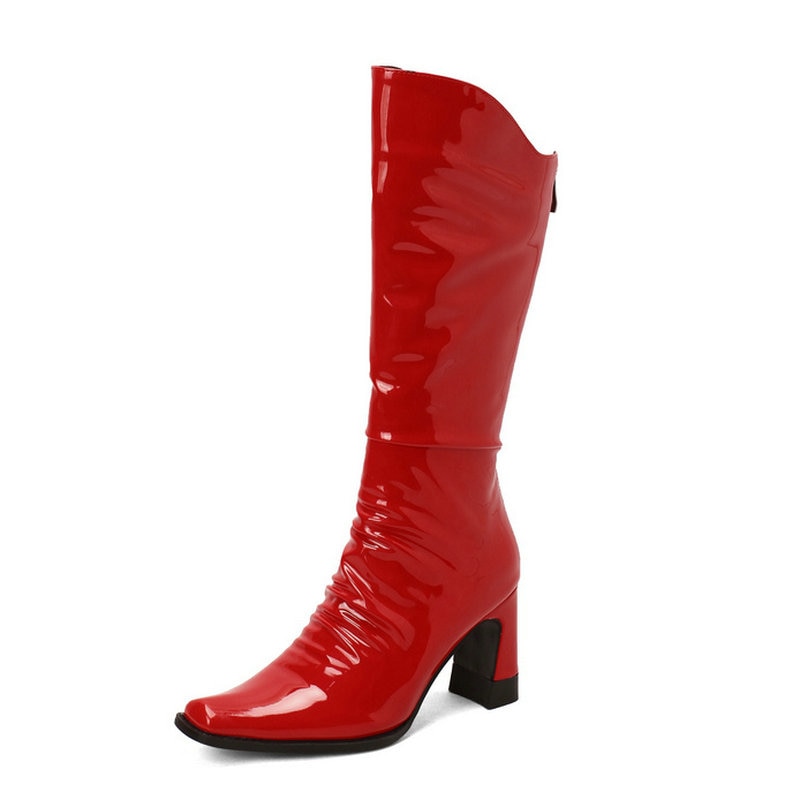 Ladies Patent PU Leather Boots Newgew