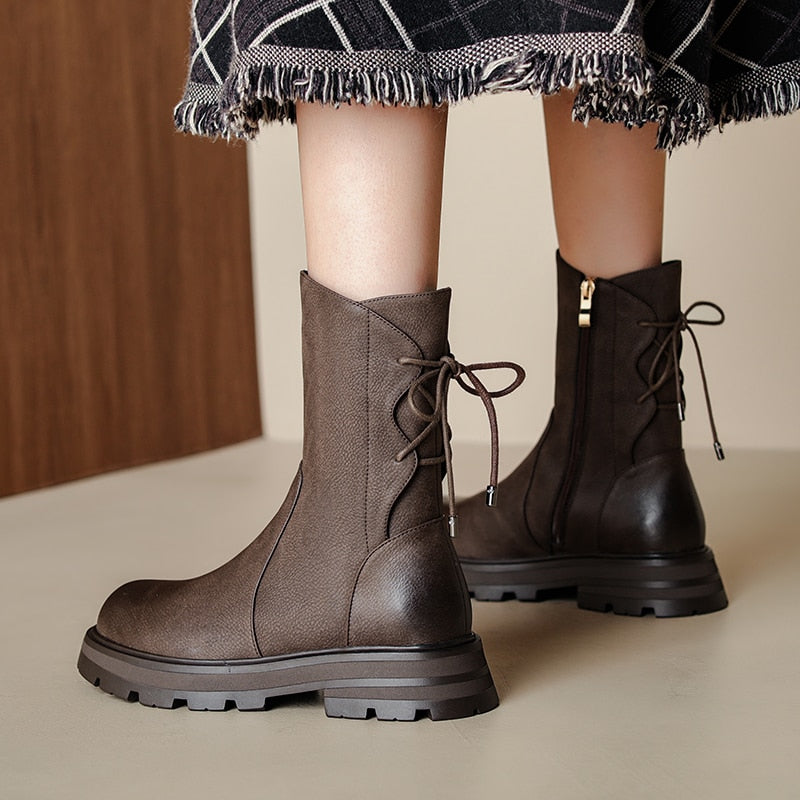 Winter Leather Ankle Boots Newgew