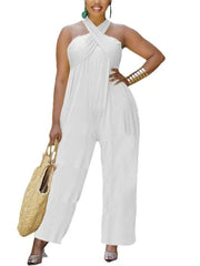 One Piece Halter Soild Color Jumpsuits Newgew