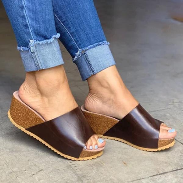 Style Peep Toe Slip-On Wedges Sandals Pairmore