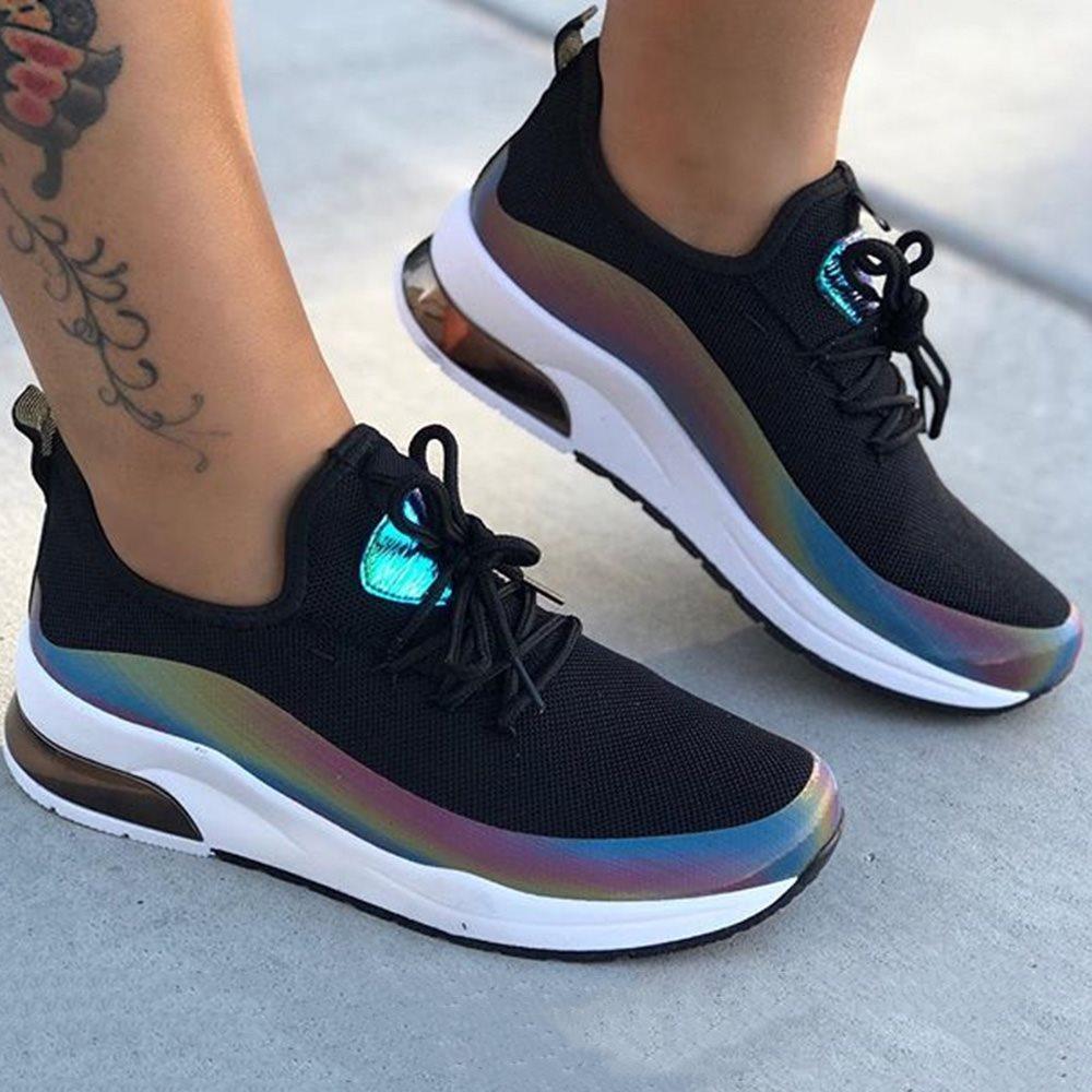 Lace-Up Round Toe Low-Cut Upper Color Block Sneakers Pairmore