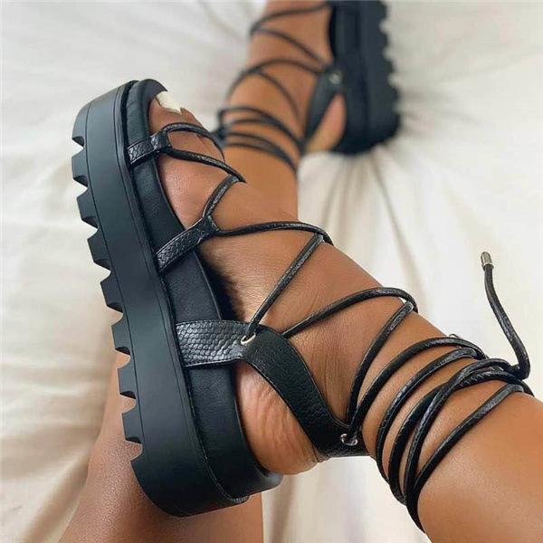 Summer Boho Strappy Platform Sandals Pairmore