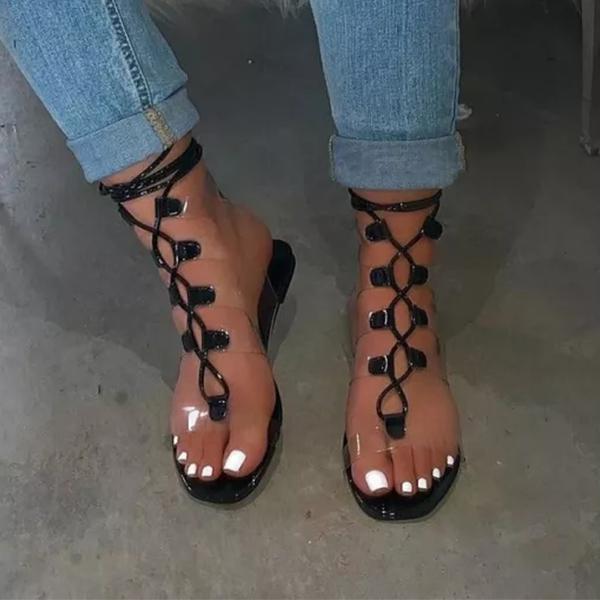 Sexy Transparent Straps Lace-Up Sandals Pairmore