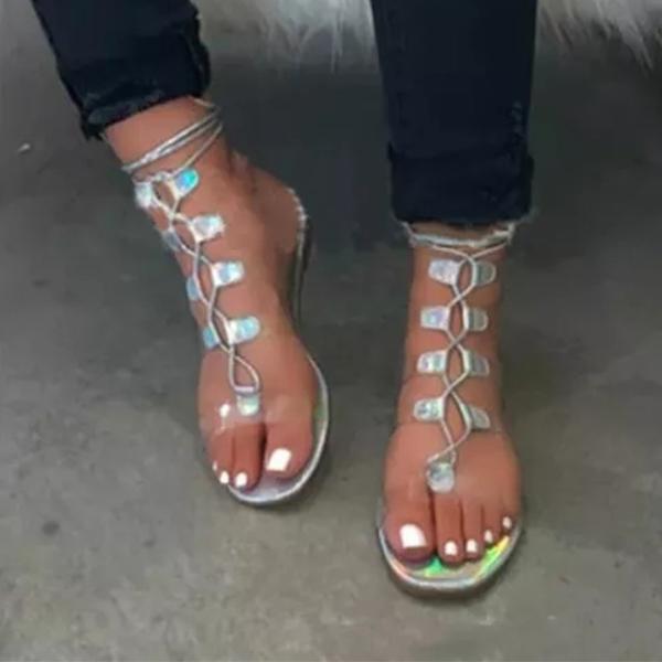 Sexy Transparent Straps Lace-Up Sandals Pairmore