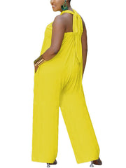 One Piece Halter Soild Color Jumpsuits Newgew