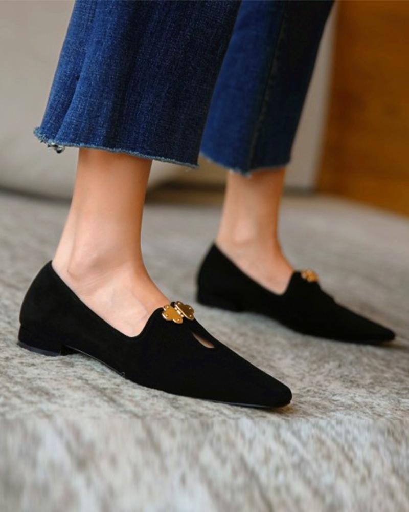 Suede Square Toes Loafers Slip-on Newgew