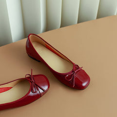 Fatma Burgundy Ballet Flats with Bow Newgew