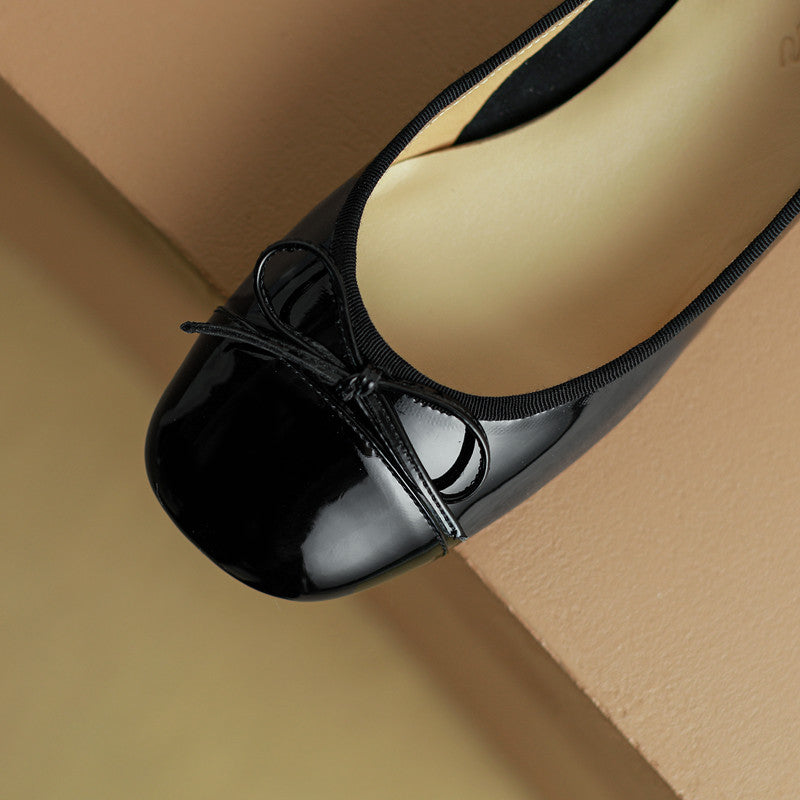 Fatma Black Ballet Flats with Bow Newgew