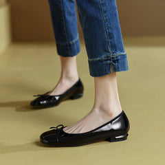 Fatma Black Ballet Flats with Bow Newgew