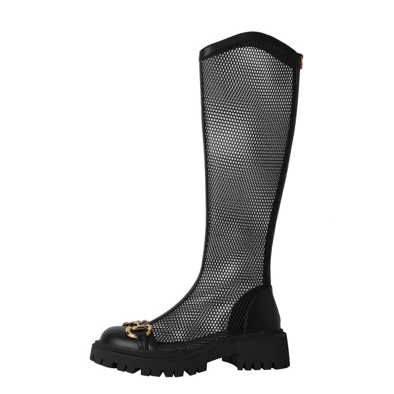 Ember Black Womens Mesh Knee High Boots NEW GEW