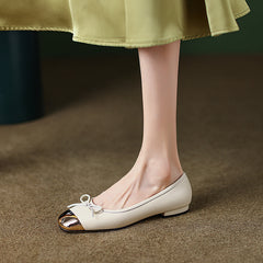 Falon Beige Ballet Flats with Bow NEW GEW