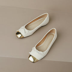 Falon Beige Ballet Flats with Bow NEW GEW