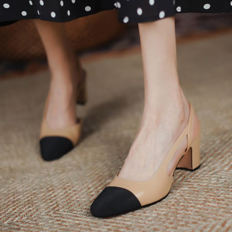 Blake Cap Toe Chunky Heel Slingbacks Pumps Newgew