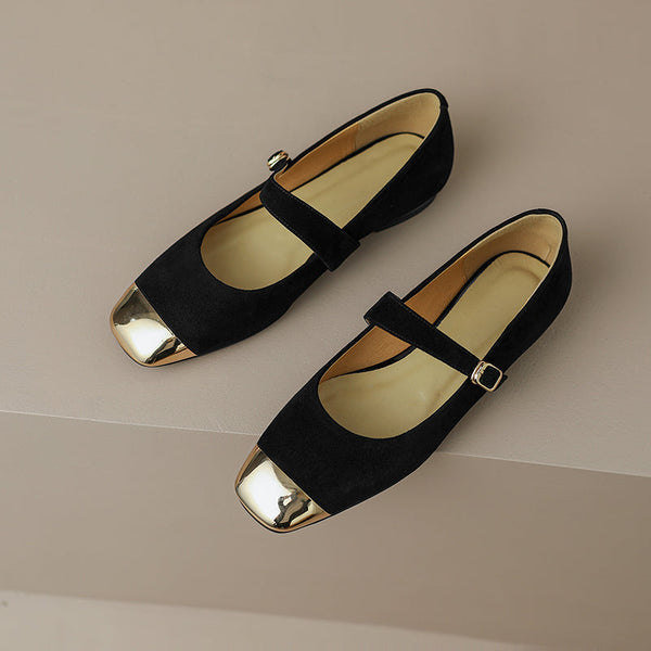 Fanny Black Suede Mary Jane Shoes Newgew
