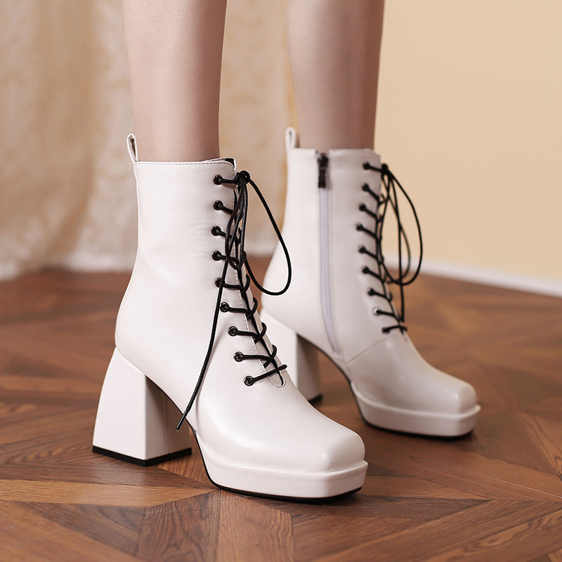 Brooke Lace up Chunky Ankle Boots Newgew