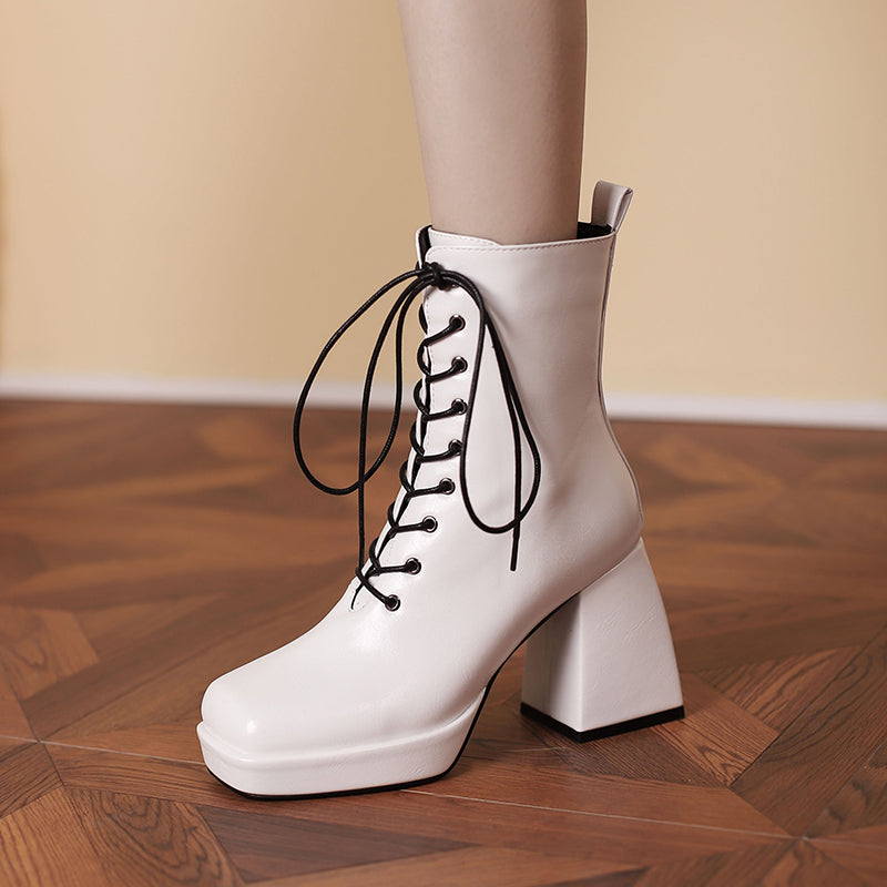 Brooke Lace up Chunky Ankle Boots Newgew