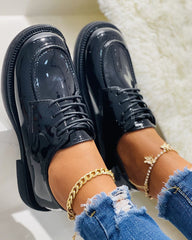 Lace-up Round Toe Slip On Loafers Newgew