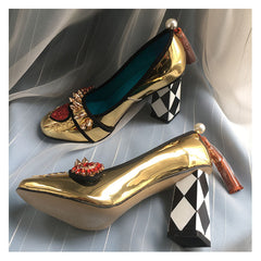 Harmony Fancy Gold Rivet Tassel Heels Newgew