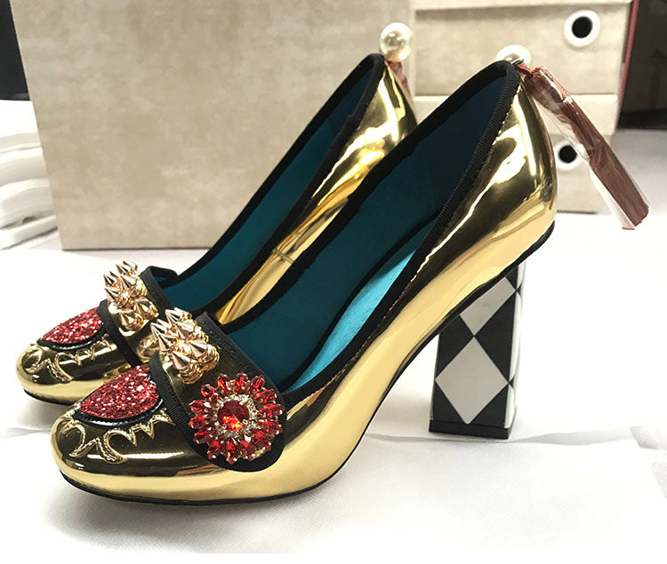 Harmony Fancy Gold Rivet Tassel Heels Newgew