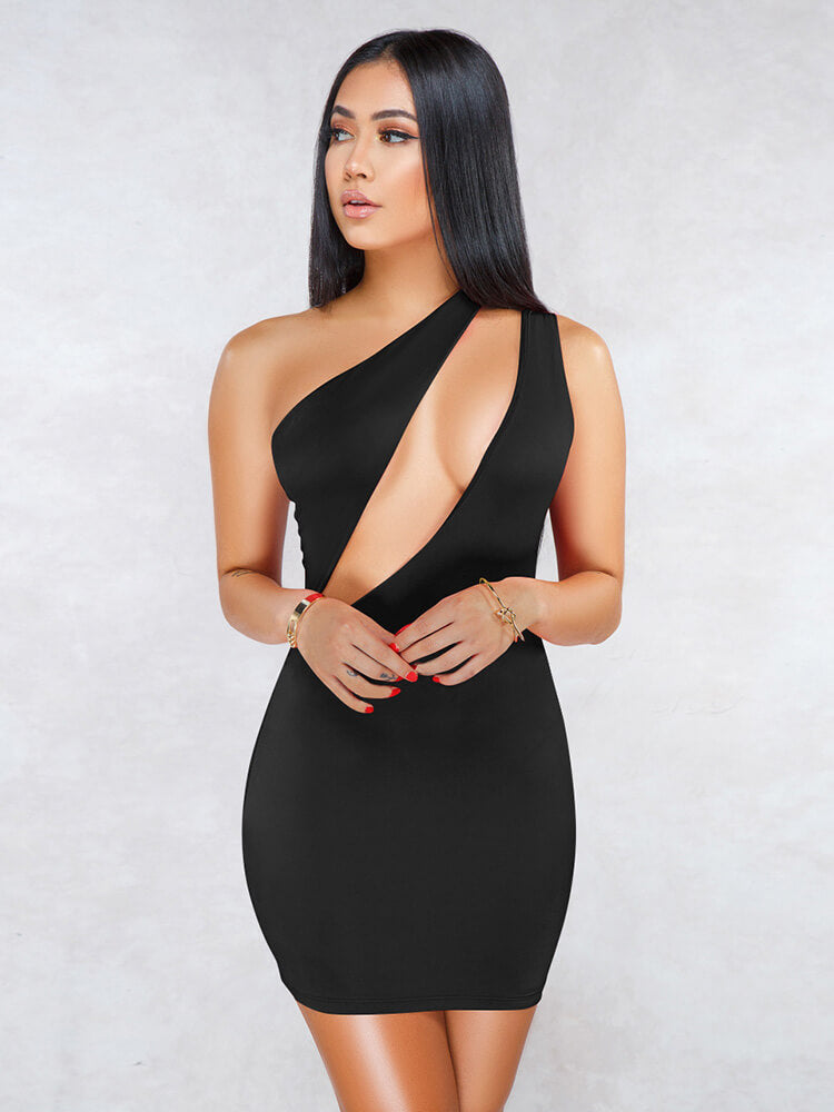 One Shoulder Cutout Bodycon Mini Dresses Clubwear Newgew