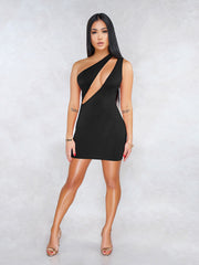 One Shoulder Cutout Bodycon Mini Dresses Clubwear Newgew